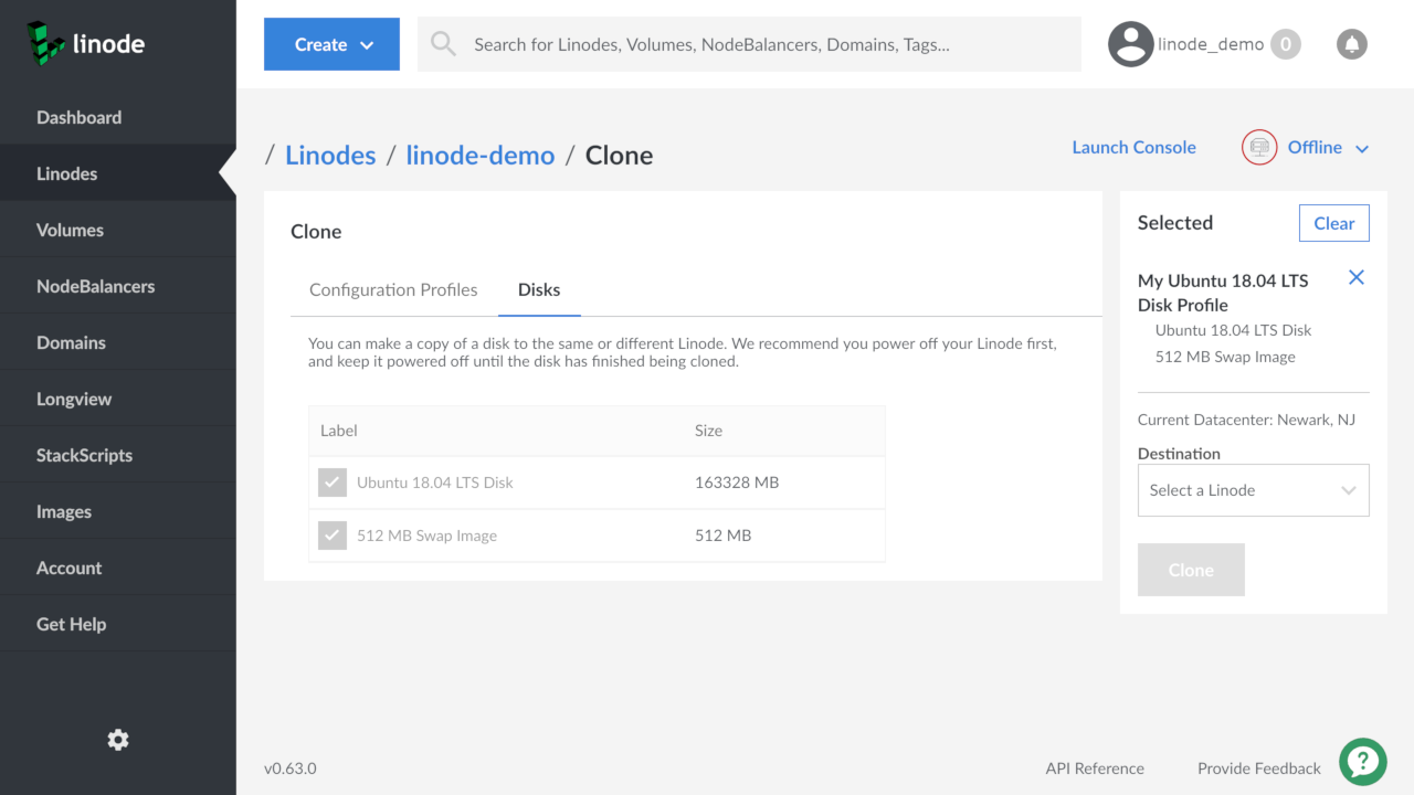 Selecting a Configuration Profile Selects All Disks