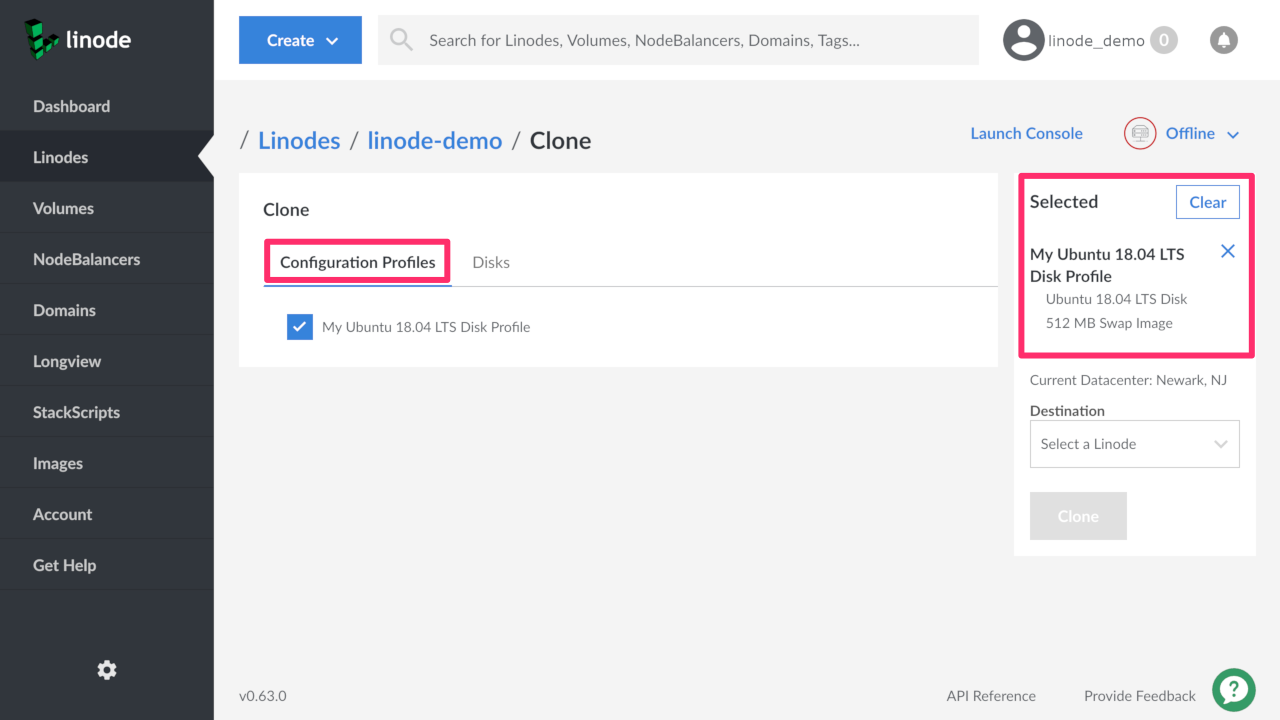 Select a Configuration Profile to Clone