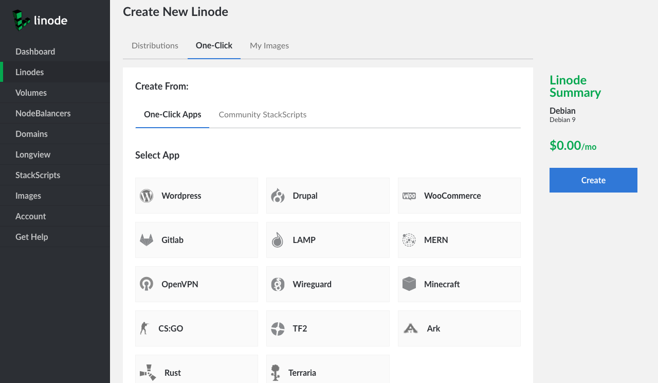 The `One-Click` menu.